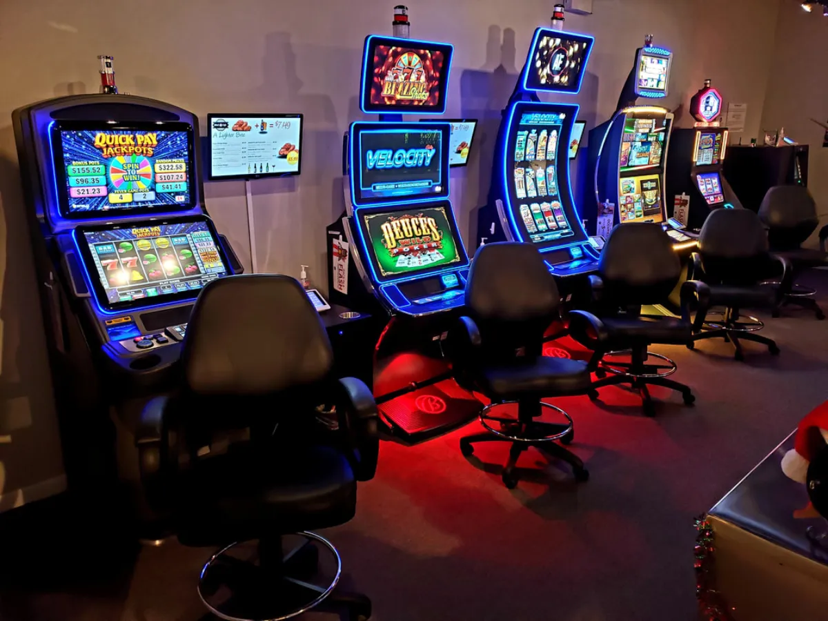 The video gaming room at Mira's Cafe, bright and freshly kept